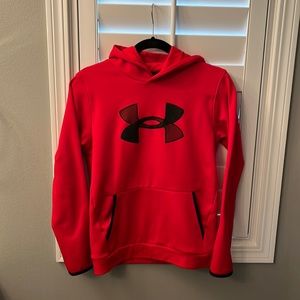 Red Under Armour hooded sweatshirt